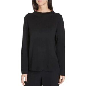 Eileen Fisher black and tan reversible funnel neck sweater size M